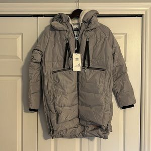 Orolay grey thickened down coat grey XS NWT